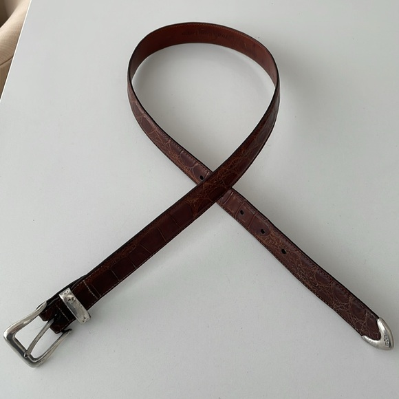 Ralph Lauren Sterling Silver Buckle & Brown Genuine Alligator Belt. - Picture 13 of 16